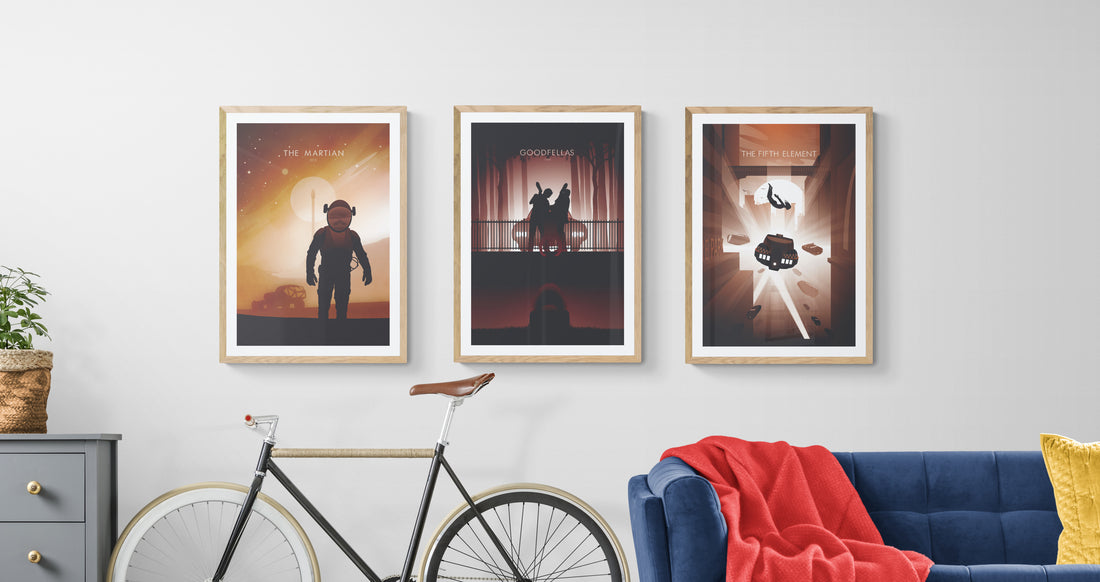 Framed Movie Posters of Fifth Element, Goodfellas and The Martian