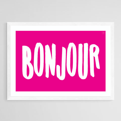 Bonjour Poster Print - Wolf and Rocket