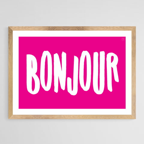 Bonjour Poster Print - Wolf and Rocket