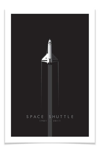 Space Shuttle Anniversary Poster Print - Wolf and Rocket