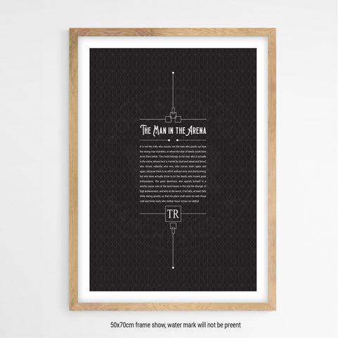 The Man In The Arena Quote Poster - Wolf and Rocket
