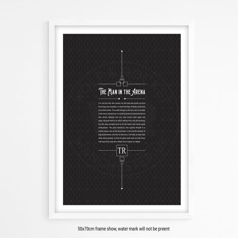 The Man In The Arena Quote Poster - Wolf and Rocket