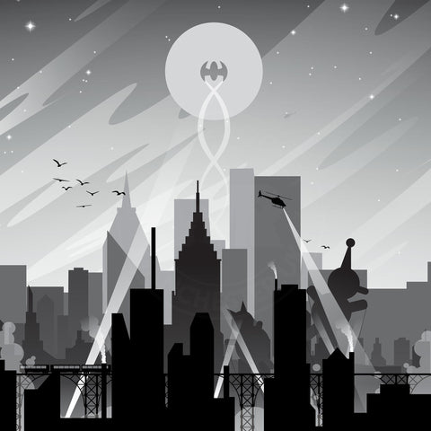 Gotham Nights Movie Poster - Wolf and Rocket